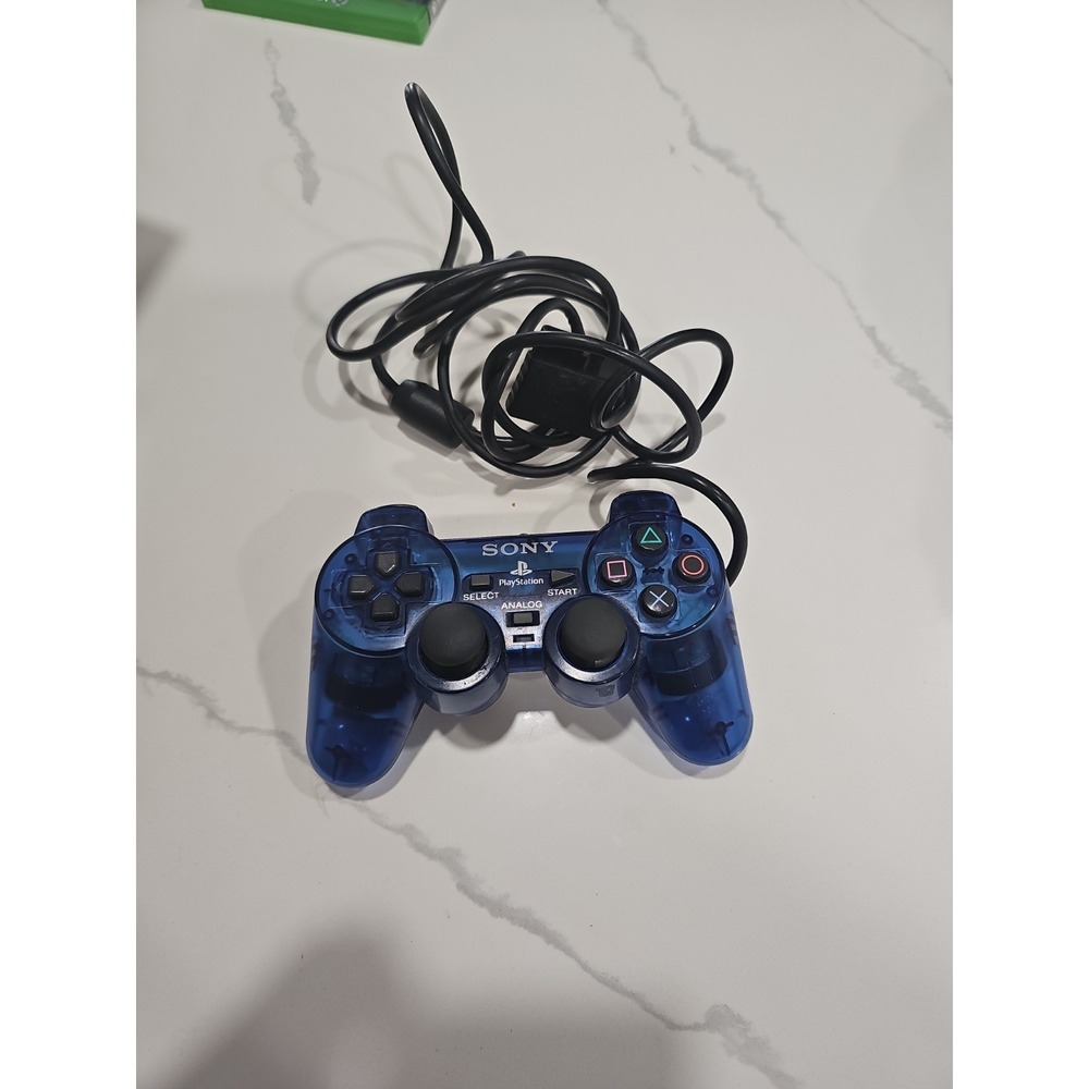 Sony PS2 Ocean Blue Clear Controller DualShock 2 SCPH-10010 OEM Tested